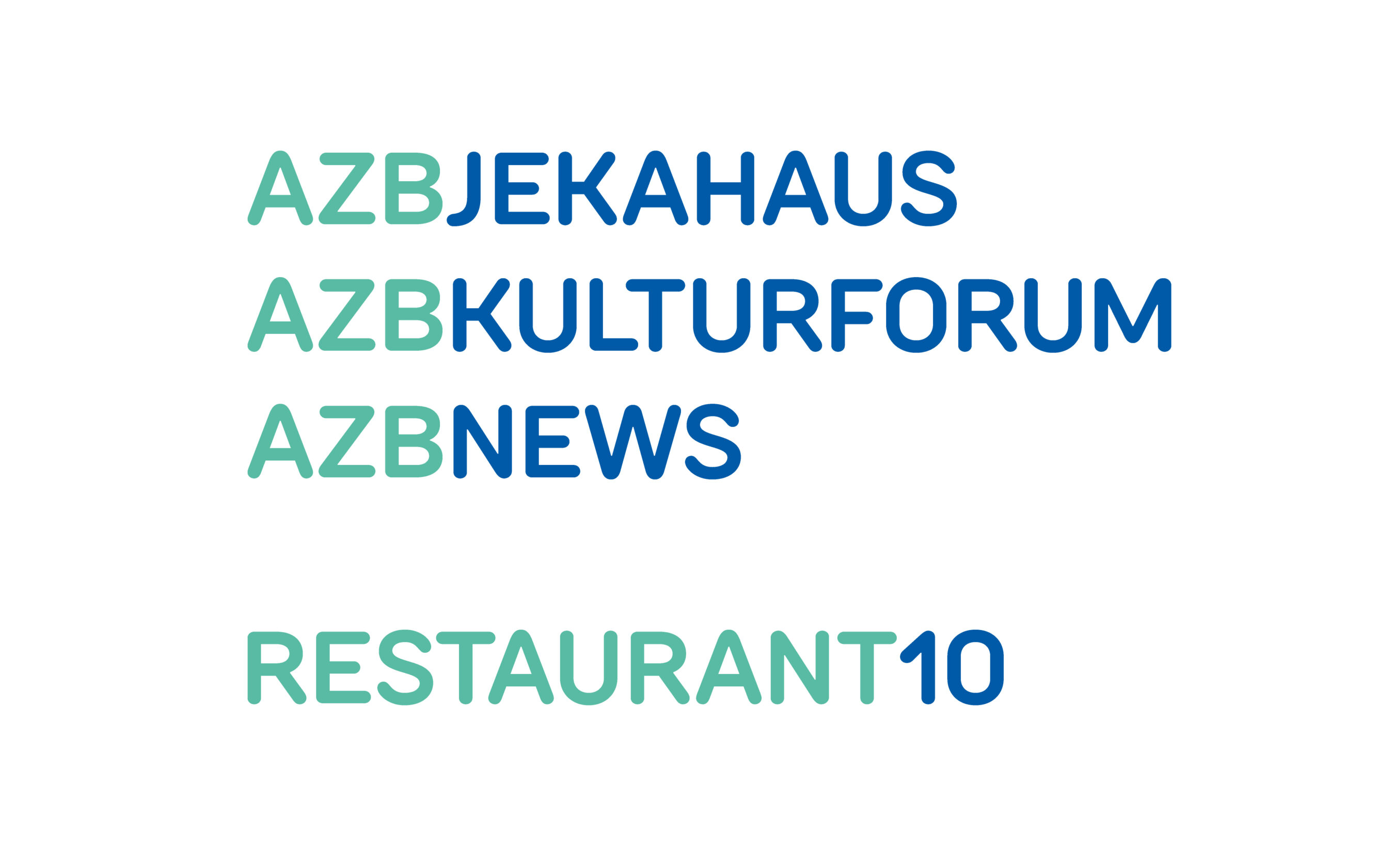Weitere Marken unter dem Brand AZB. Die Design-Regel setzt die Hauptfarbe Blau auf das Departement oder das Medium um diese hervorzuheben. Die Dach-Marke AZB wird grün dargestellt.