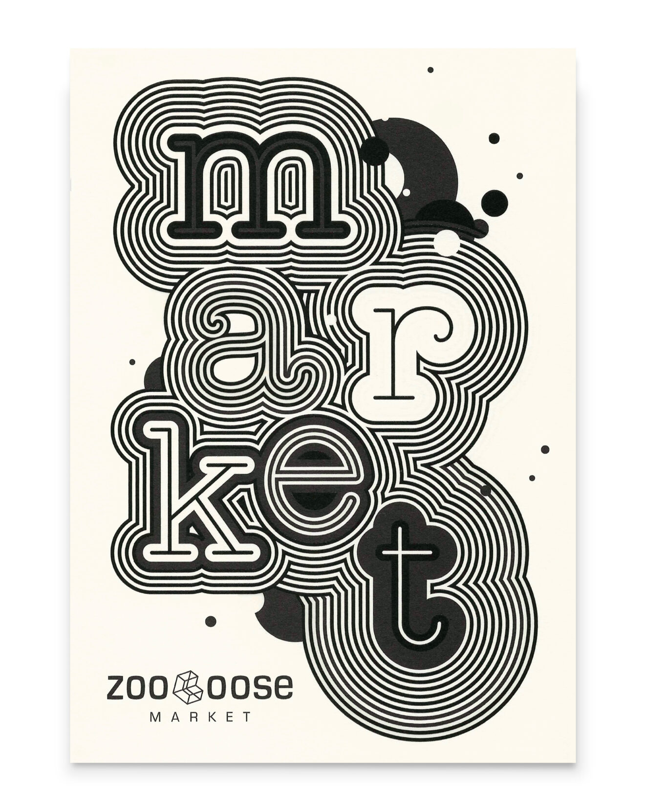Postkarte für Zooloose Market mit spannendem Grafikdesign von Grafikdesign Cueni Basel.