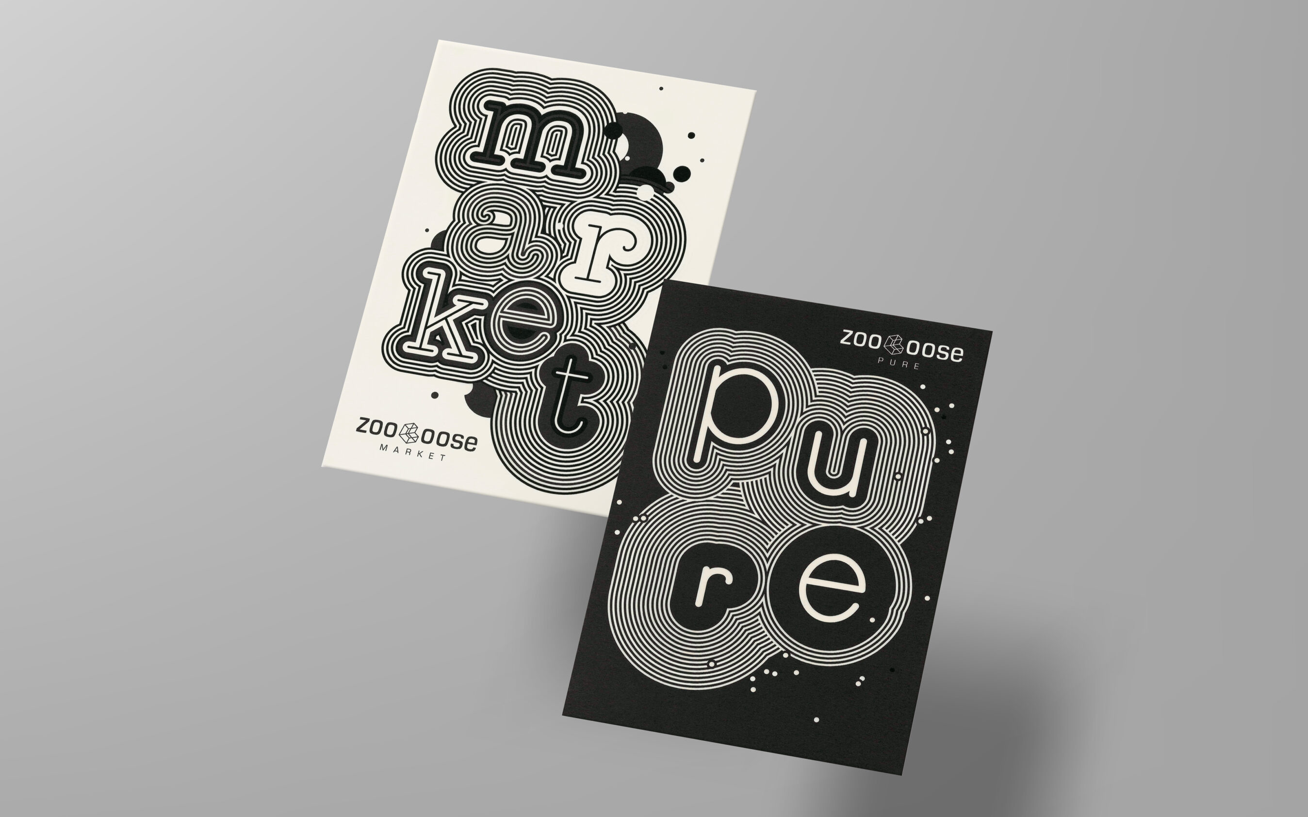 Postkartengestaltung für Zooloose Pure und Market von Grafikdesign Cueni Basel.