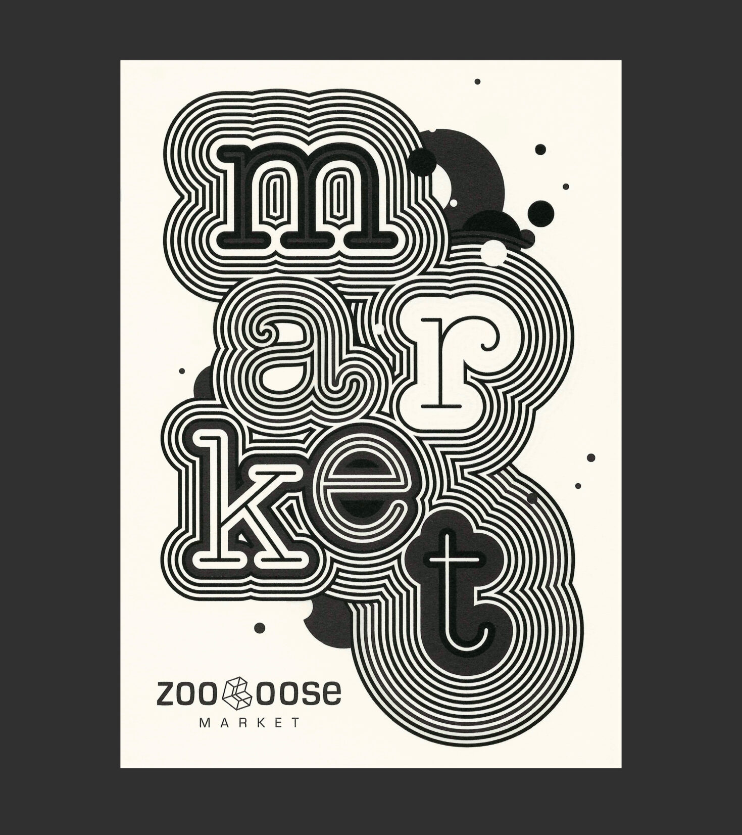 Postkarte für Zooloose Market mit spannendem Grafikdesign von Grafikdesign Cueni Basel.