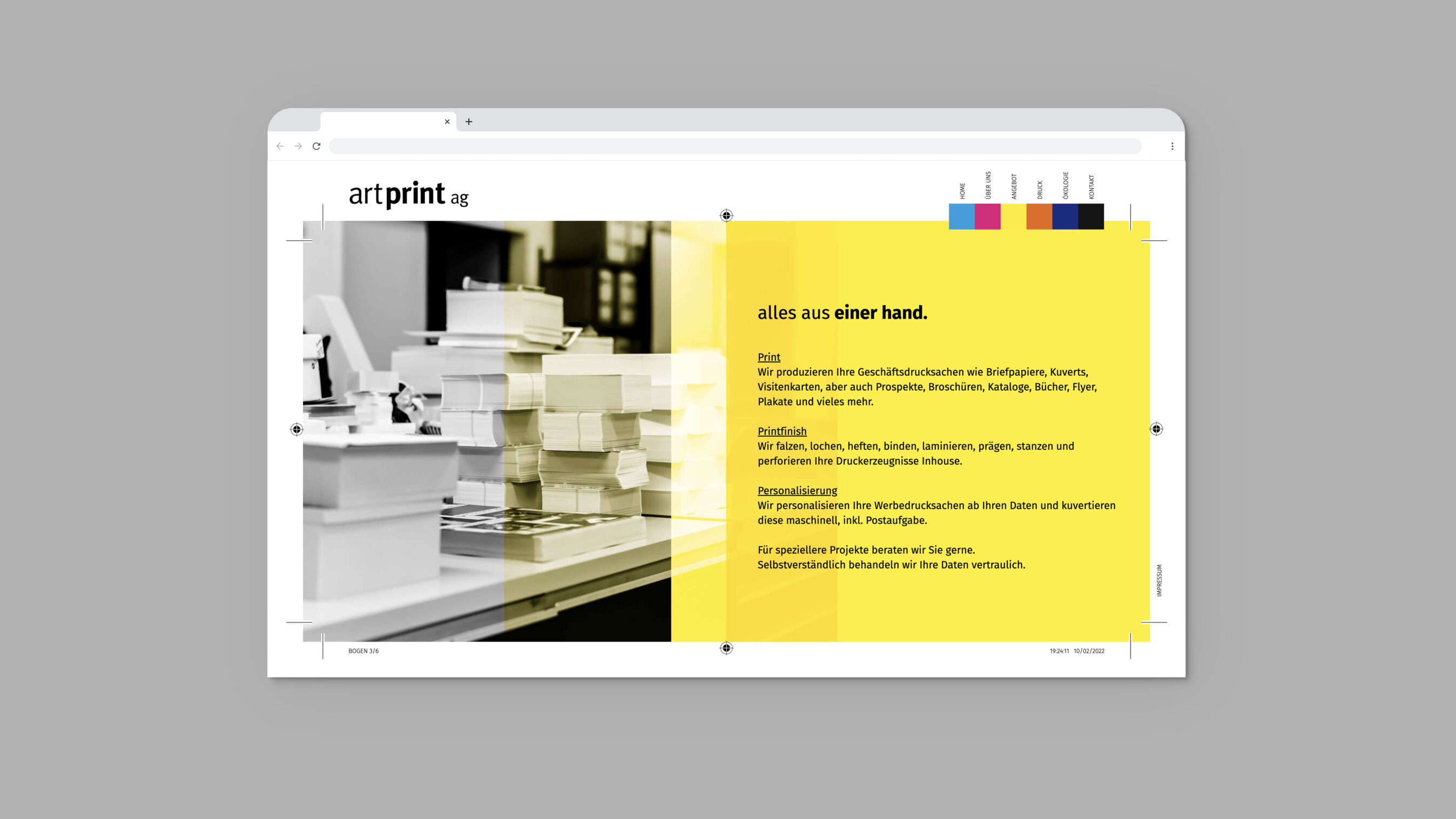 Webdesign Layout Desktop Artprint Angebot.