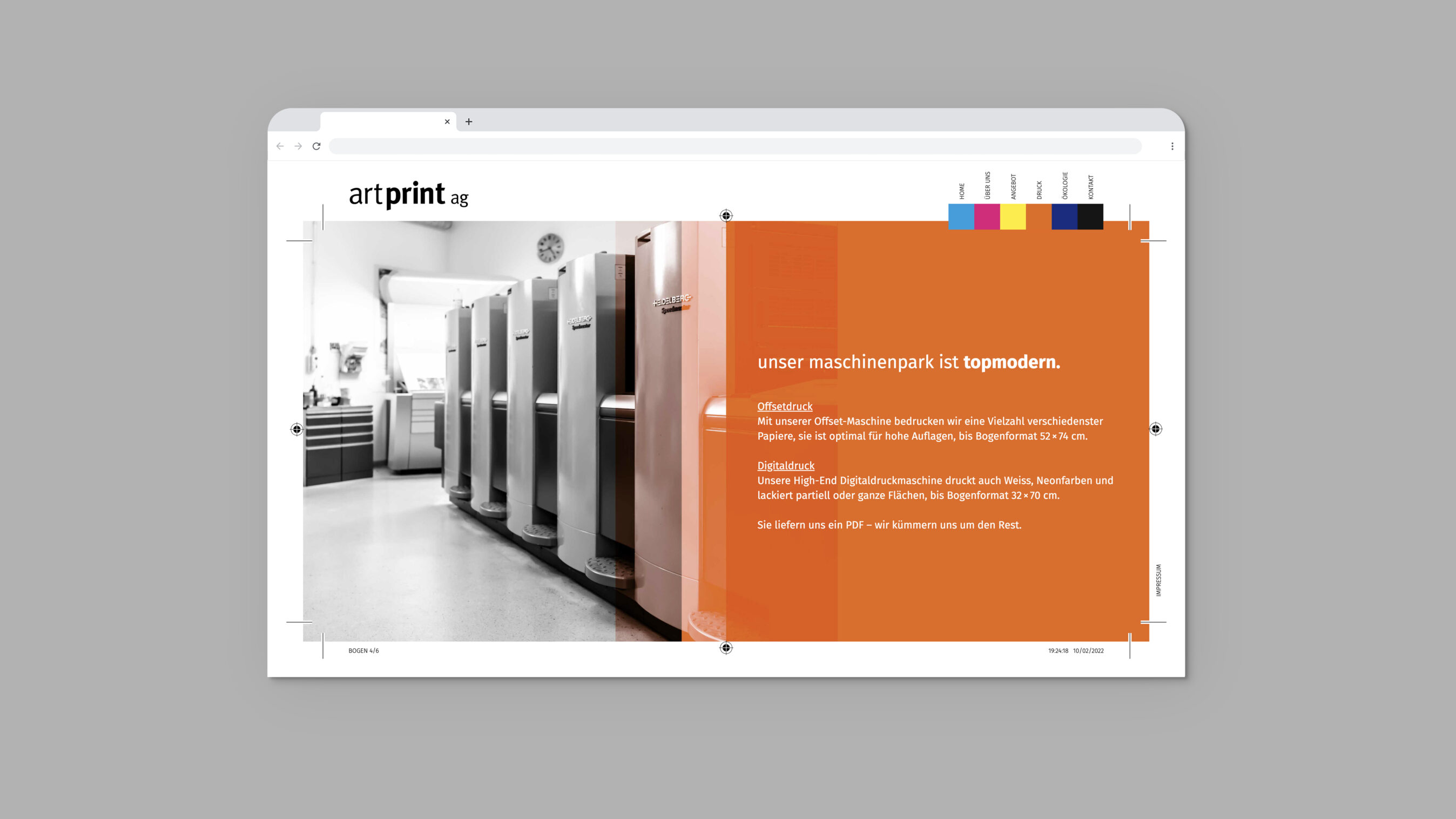 Webdesign Layout Desktop Artprint Druck.