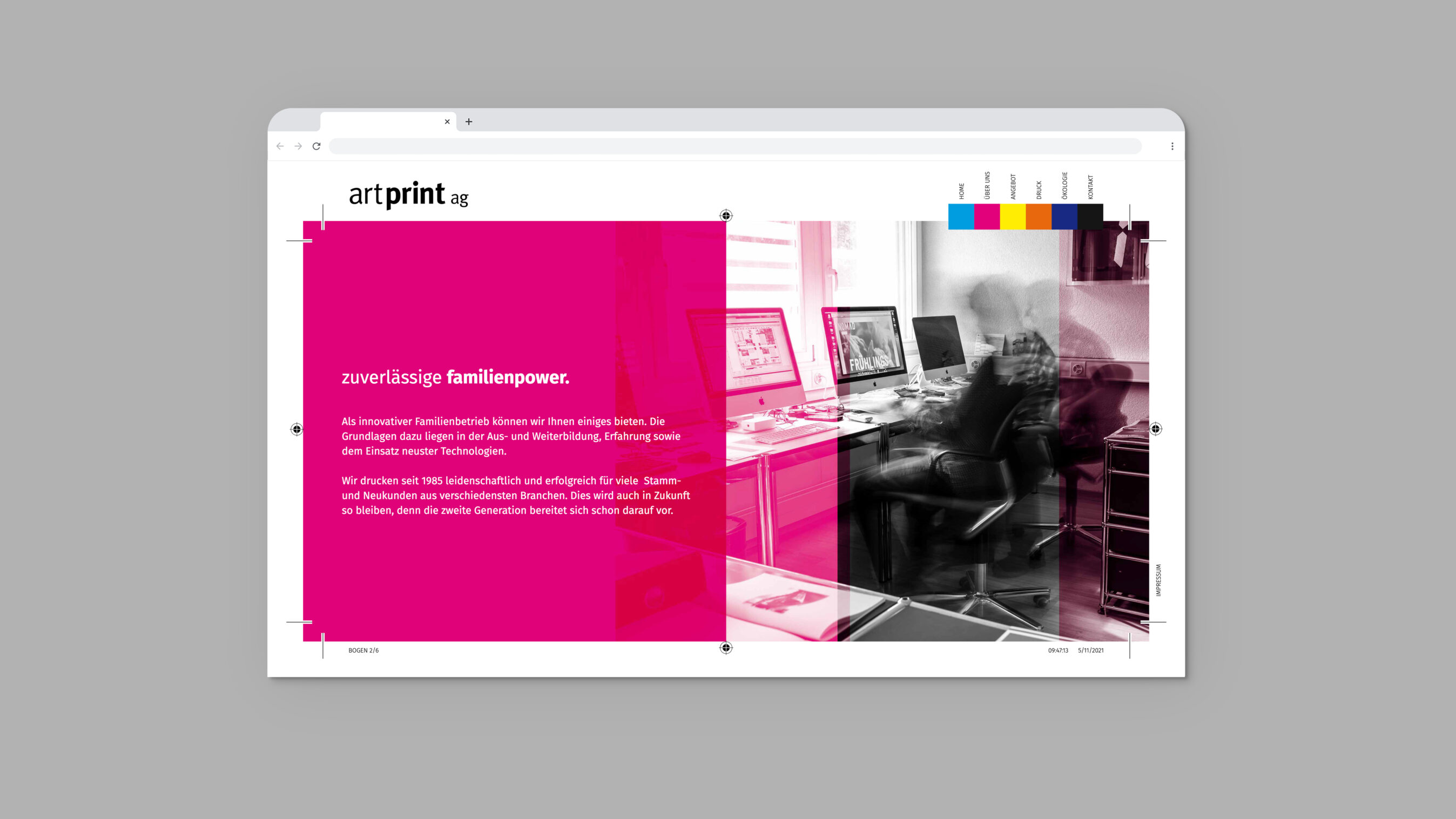 Webdesign Layout Desktop Artprint Firma.