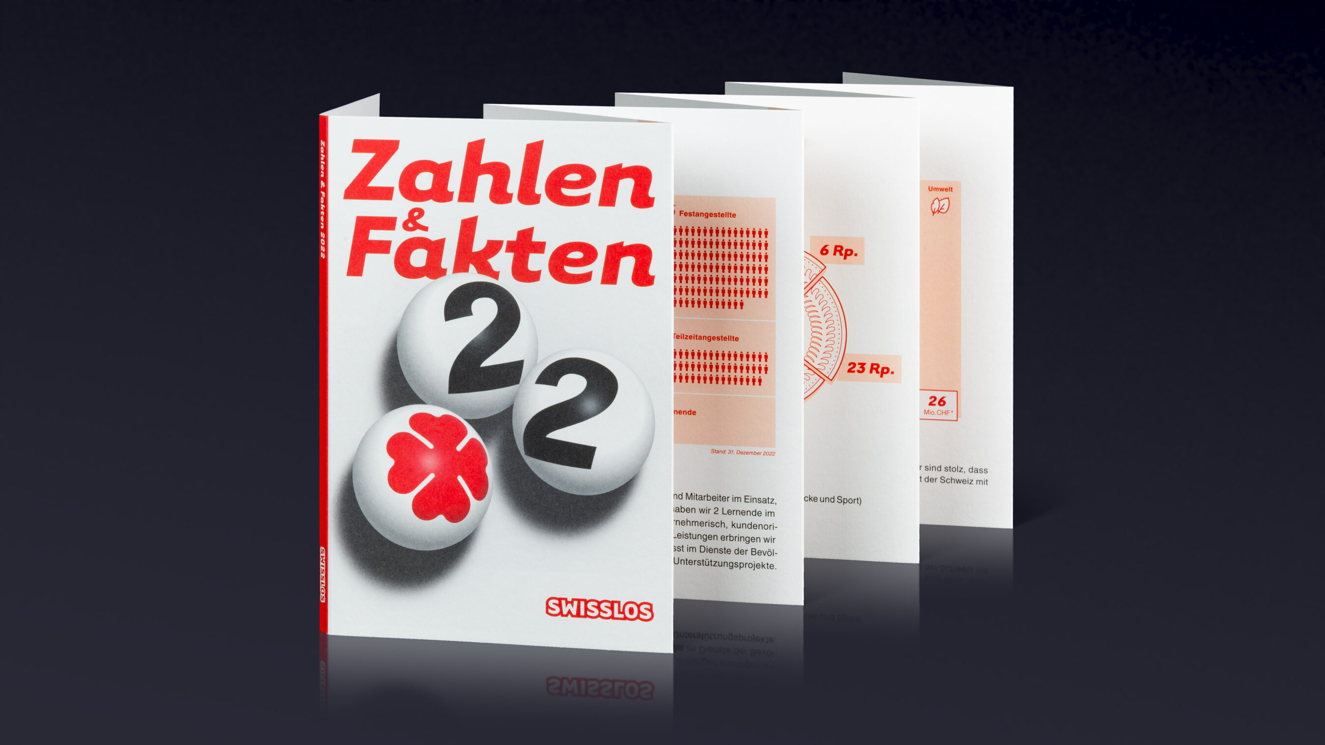 Grafikdesign des Printmediums Zahlen und Fakten für Swisslos.